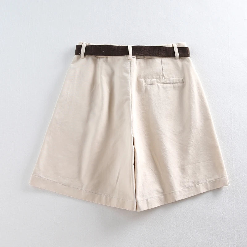 Jielur Shorts mit Gürtel kurze Hose