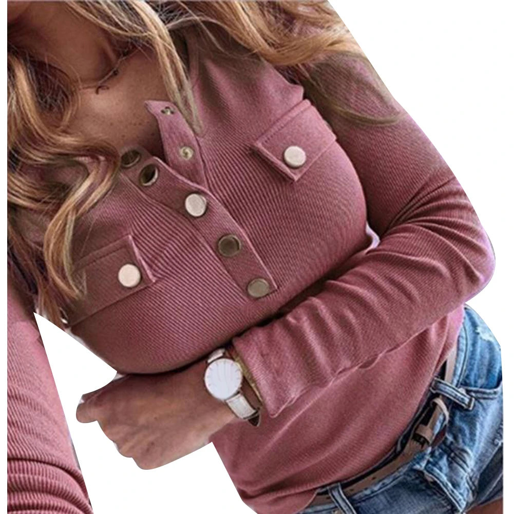Langarmshirt Sanwood mit Knöpfen