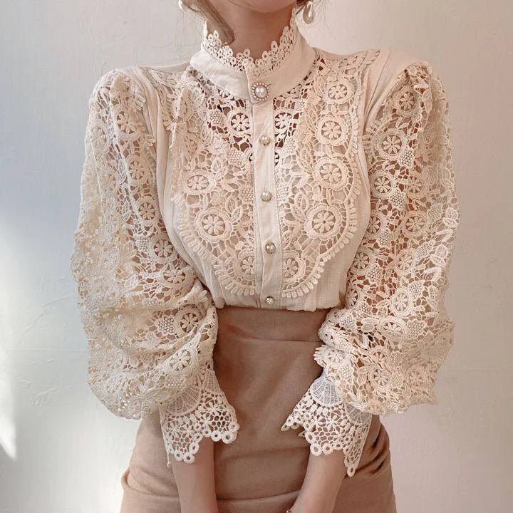 XWOMENDAY Elegante Blumenspitzen Bluse 2024