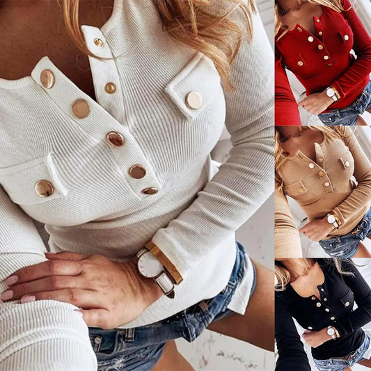 Langarmshirt Sanwood mit Knöpfen