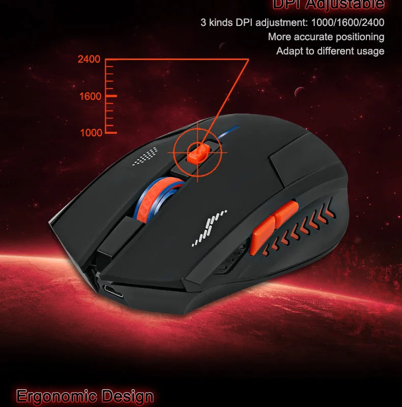 KuWFi 2400DPI Gaming Drahtlose Maus