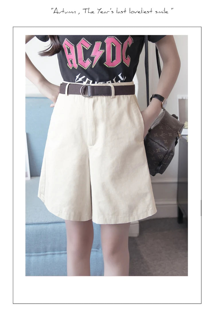 Jielur Shorts mit Gürtel kurze Hose