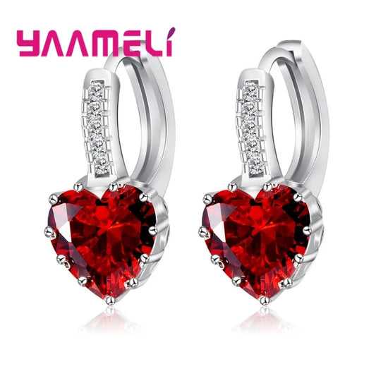 Romantische Herz Kristall Schleife Ohrring Farbe 925 Sterling Silber