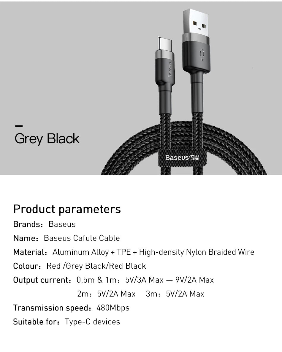 Baseus Typ-C-Kabel  Quick Charge 3.0 USB-C-Schnellladung