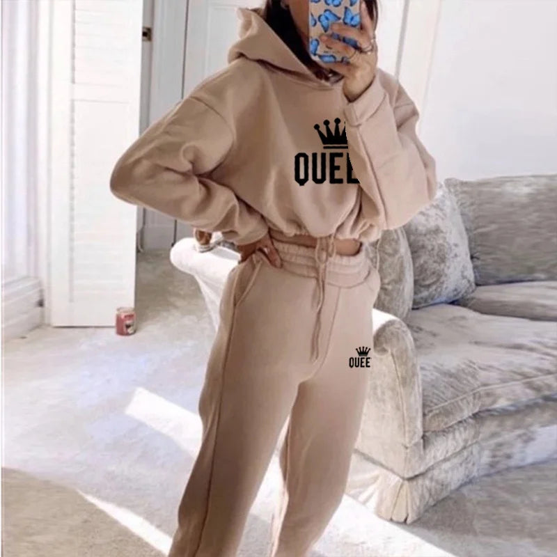 Damen Trainingsanzug mit Kapuze, 2-teilig, Sweatshirt & Hoodie