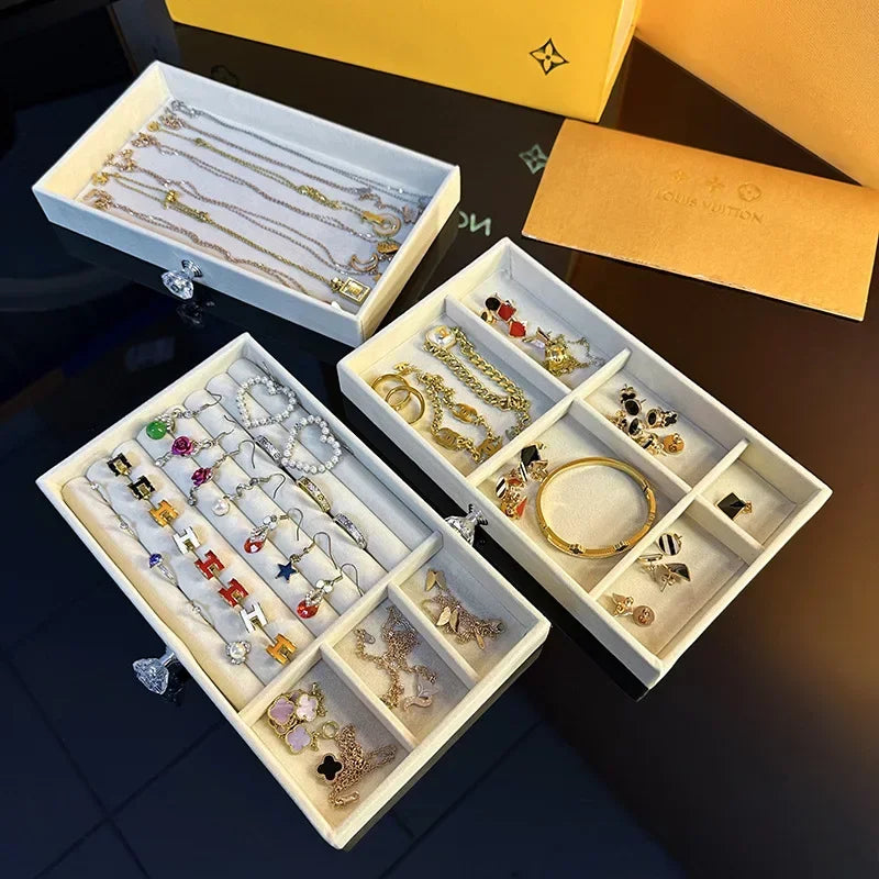Acryl Samt Schmuckkästchen Organizer mit 3 Schubladen