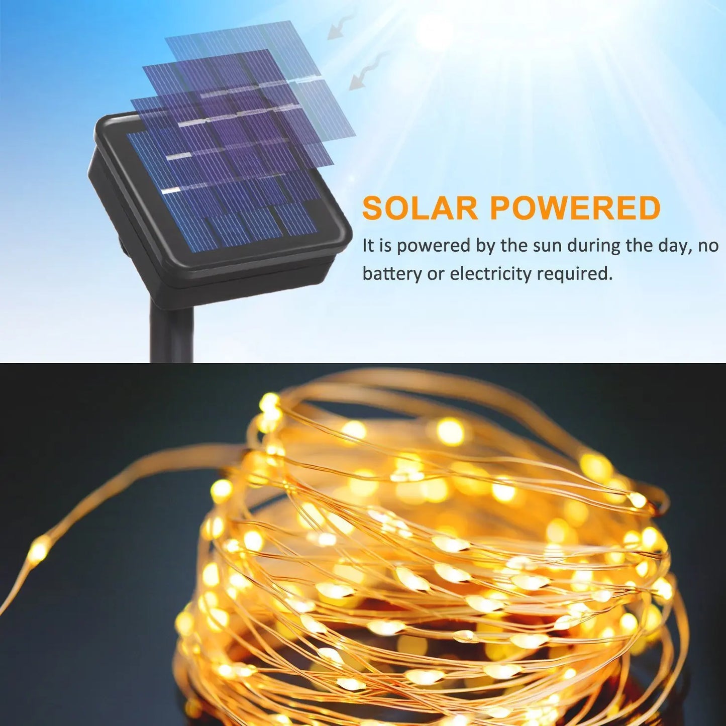 Solarlicht Outdoor Waterproof 50/100/200/300 LED Lamp String