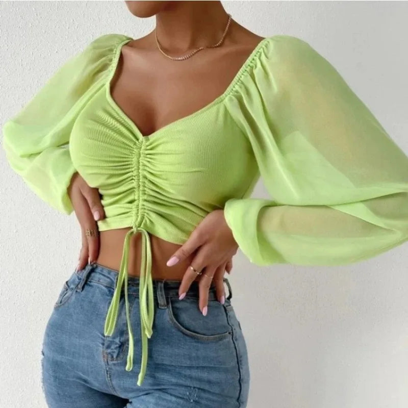 Shirt Top American Style mit Schnur zum hochziehen