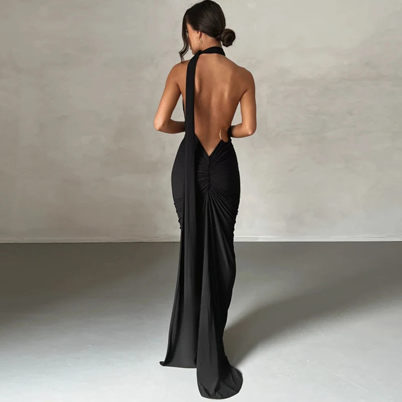 Hugcitar One Shoulder elegantes rückenfreies Kleid