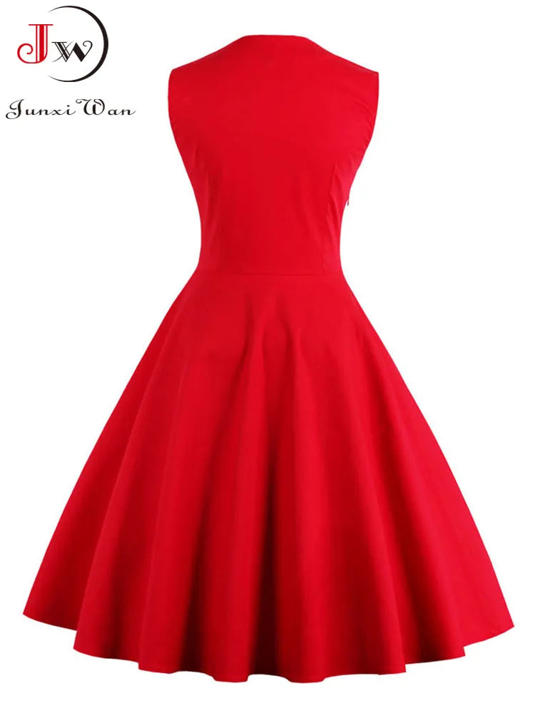 Damen Retro Vintage Kleid 50er 60er Rockabilly