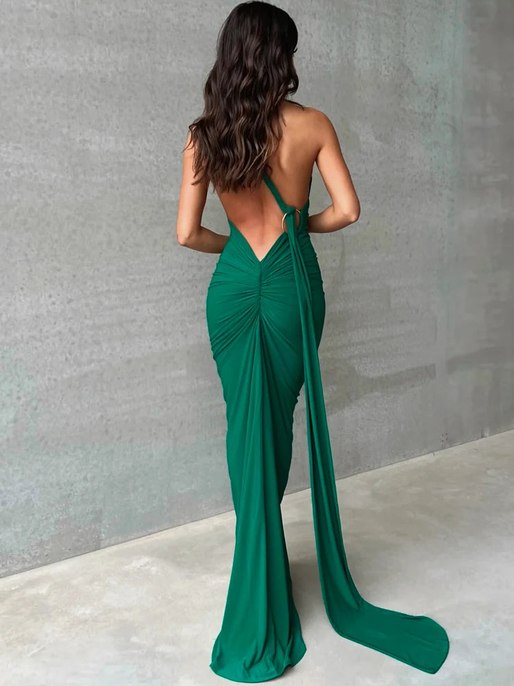 Hugcitar One Shoulder elegantes rückenfreies Kleid