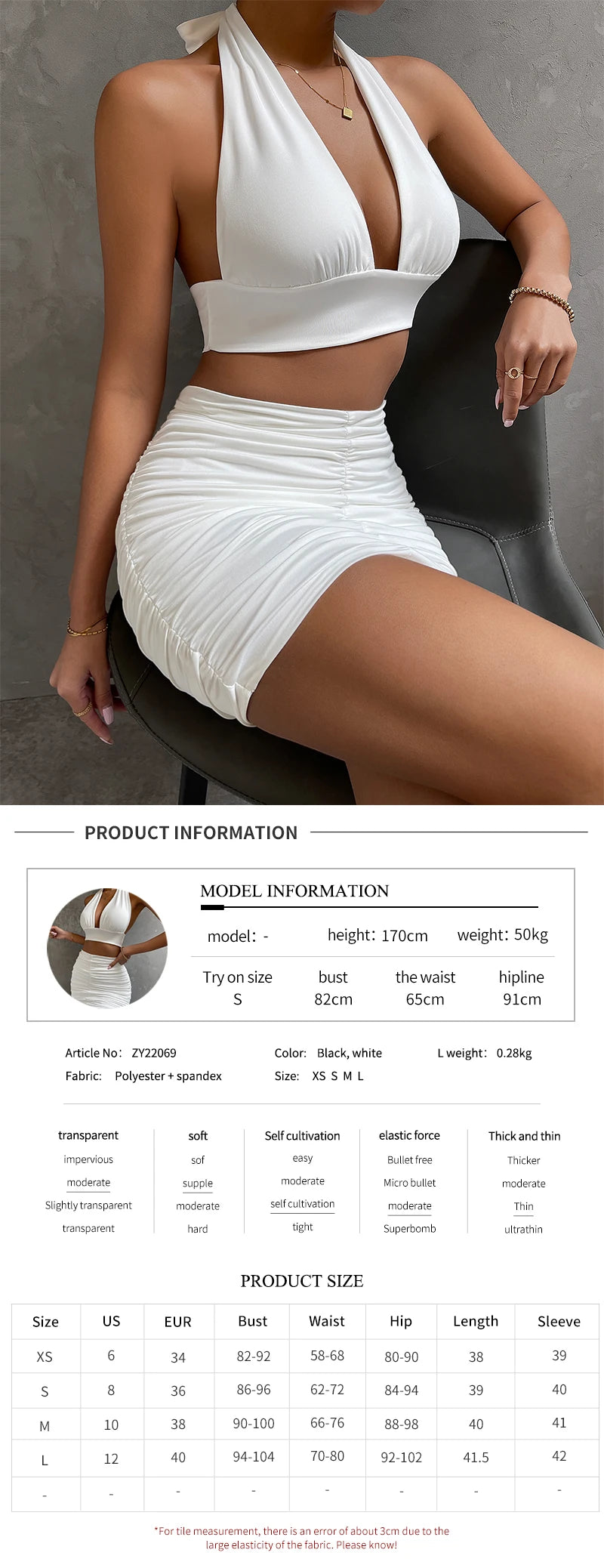 TiLeewon Backless 2 Teiliges Set ärmellos und kurz