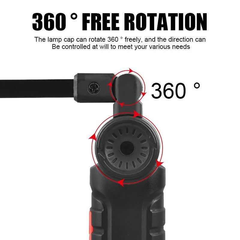 COB LED Faltbare Taschenlampe Magnetische Arbeitsleuchte USB Wiederaufladbar