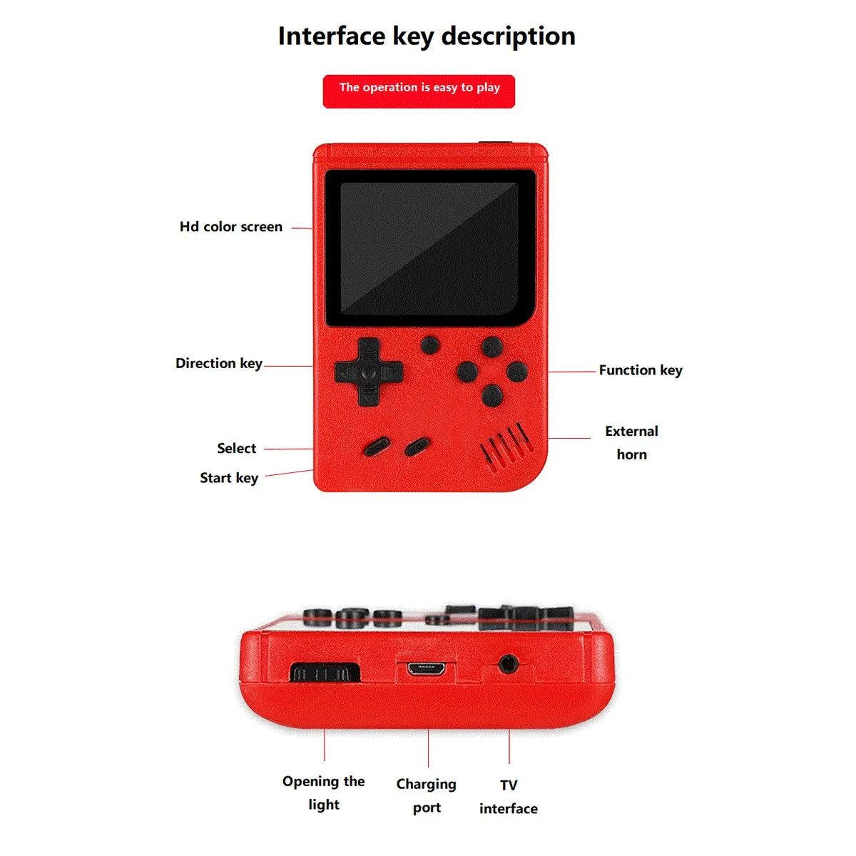 Retro-Classic-Spiele-Handheld-Kleinspielkonsole für Kinder mit 400 Spielen