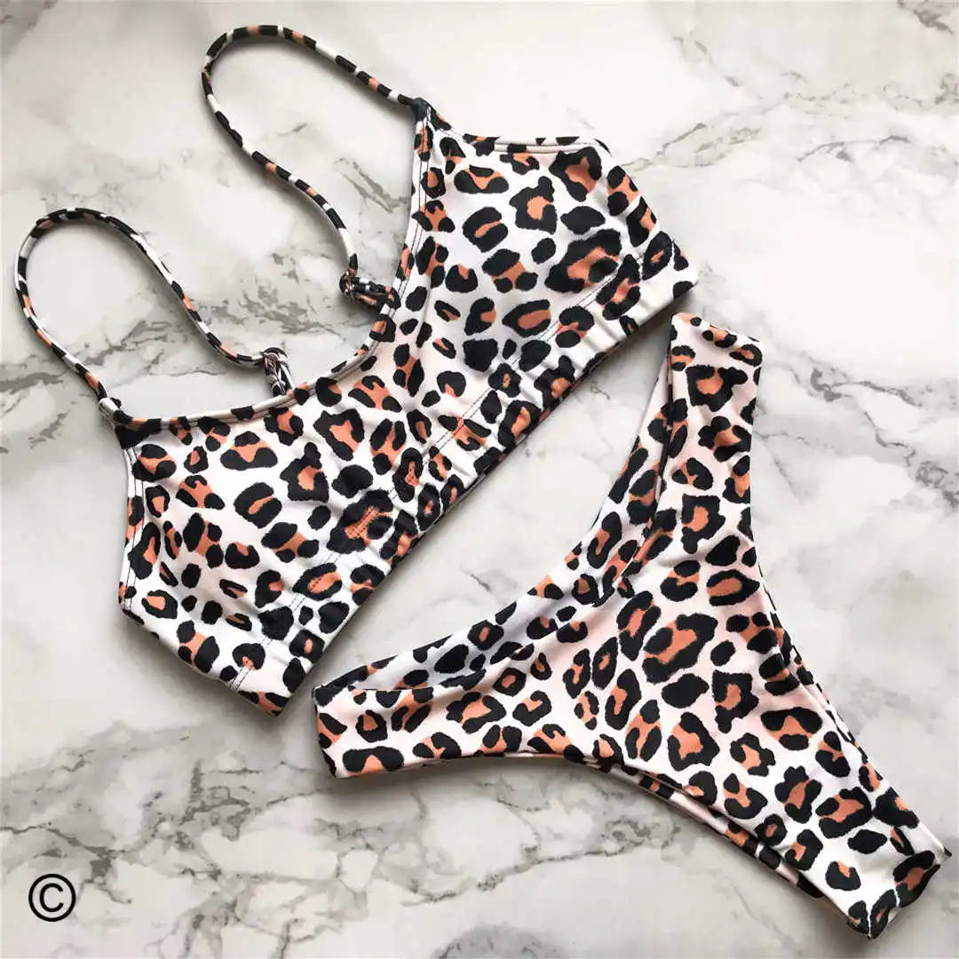 14 Farben S - XL Sexy Leopard Bikini - Set