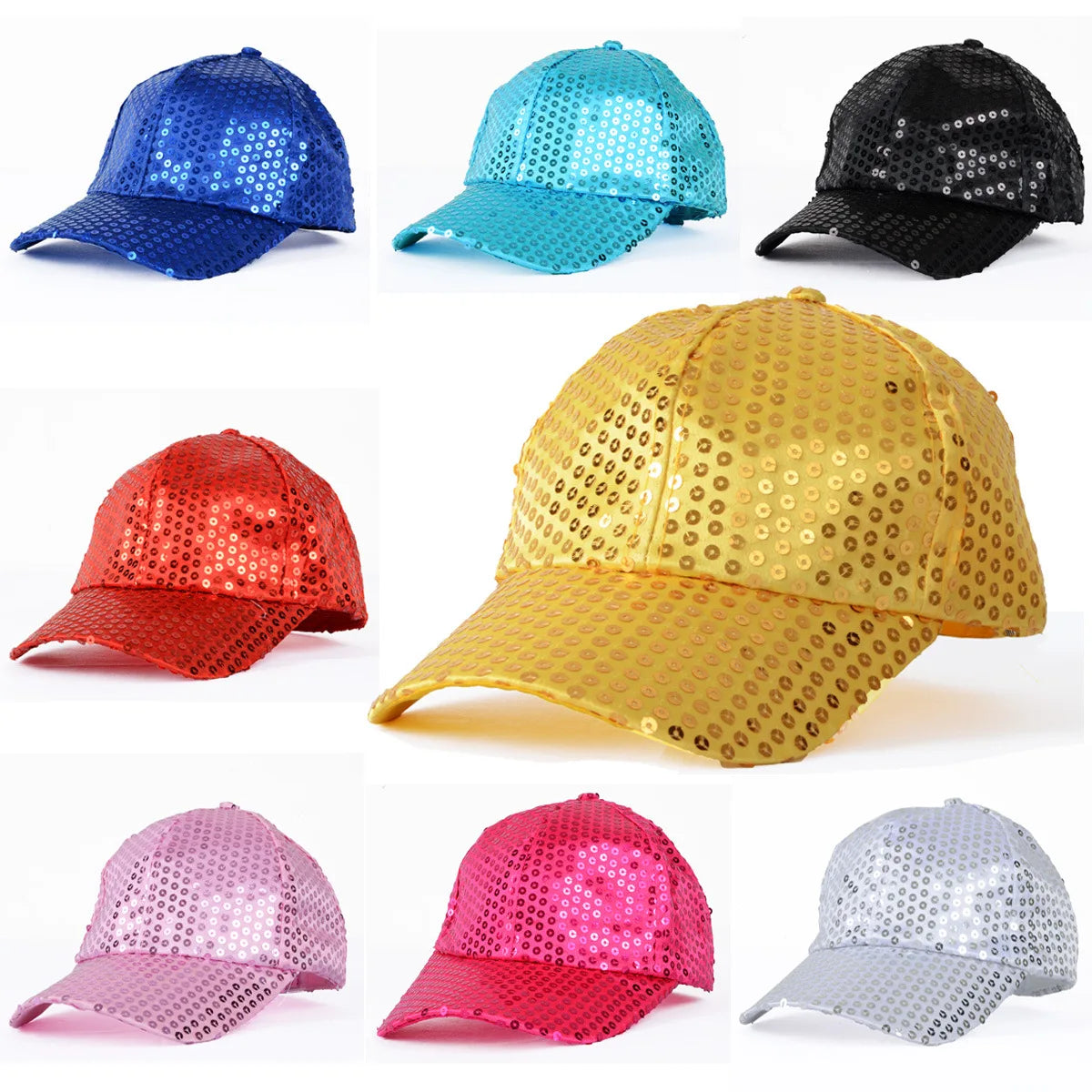 Neue glänzende verstellbare Glitzer Baseball Cap Pailletten Stick