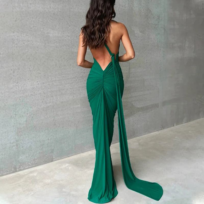 Hugcitar One Shoulder elegantes rückenfreies Kleid