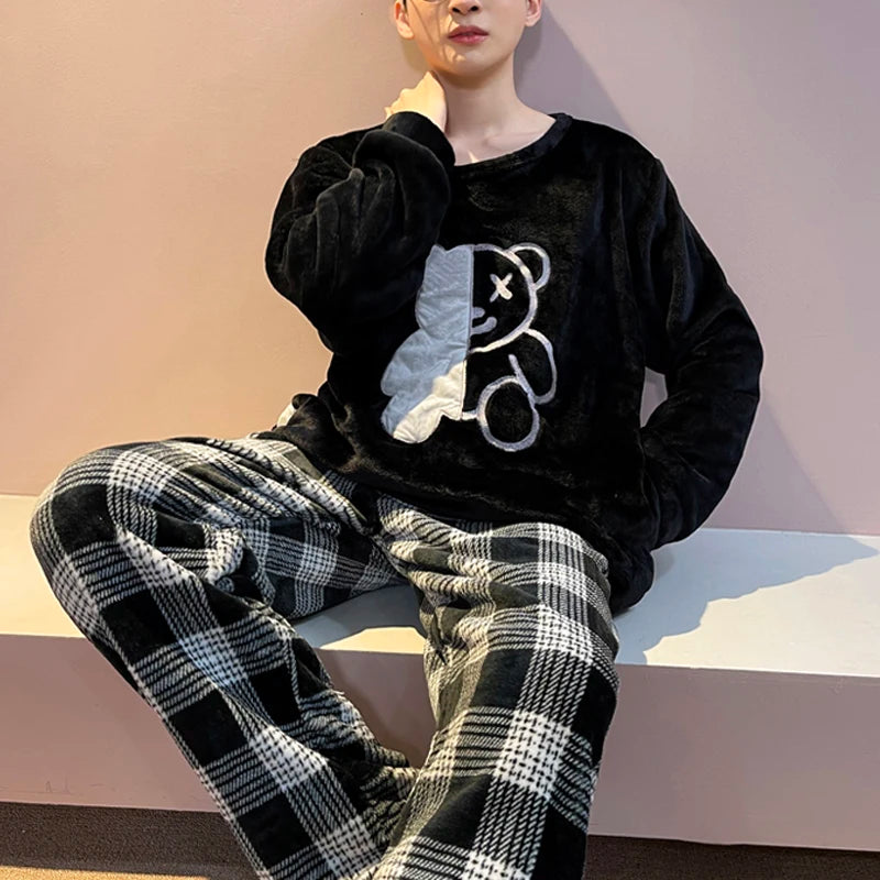 Männer Schlafanzug Pyjama 2 Teiliges Set