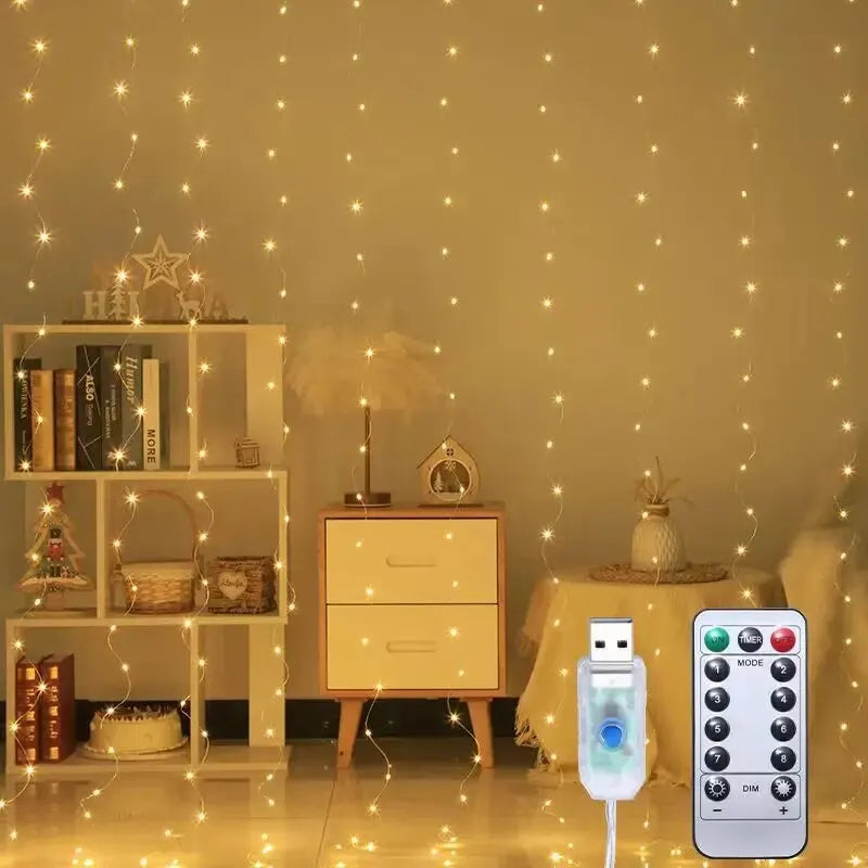 USB 3x3/3*2/3*1 LED Lichterkettenvorhang