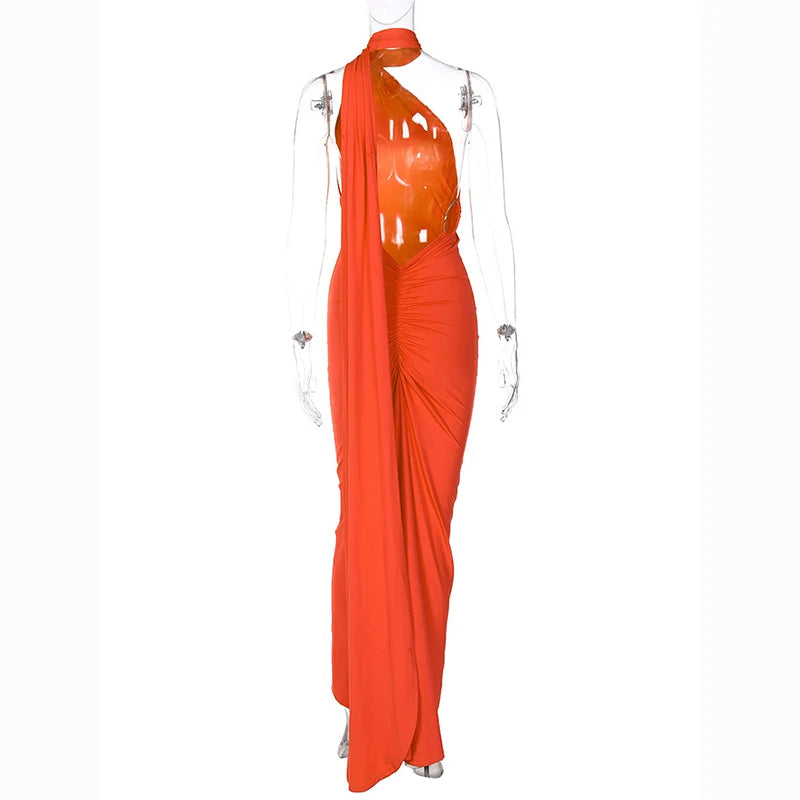 Hugcitar One Shoulder elegantes rückenfreies Kleid