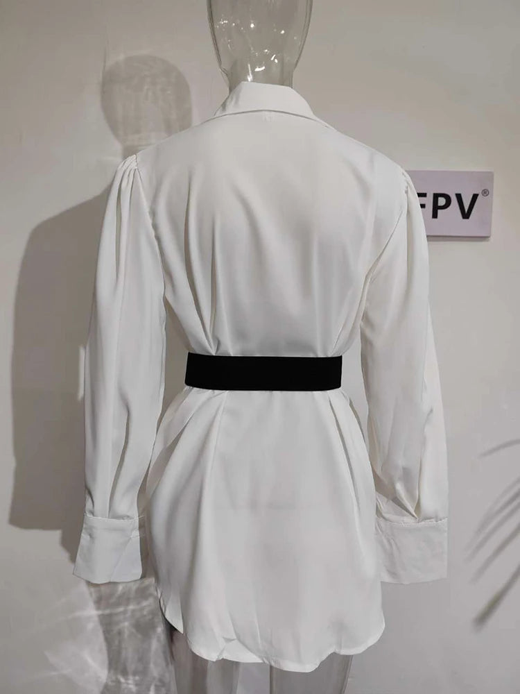 Damen Bluse Hemd mit Gürtel Model 2023