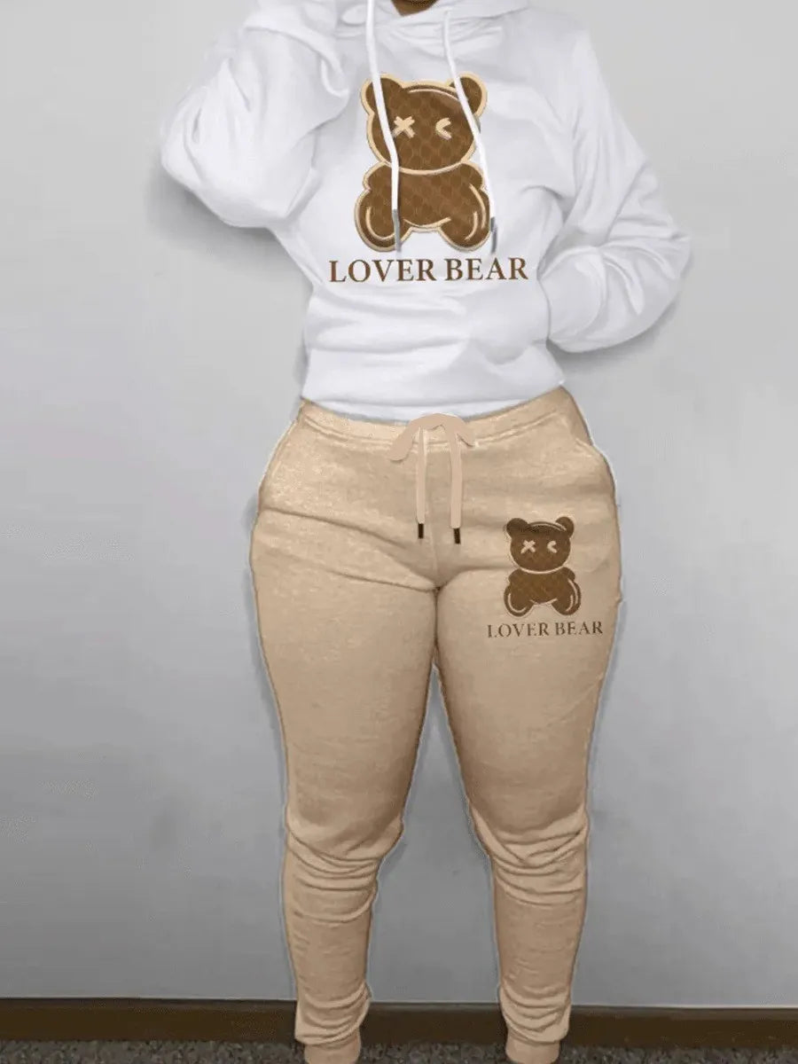 Locker sitzendes modisches Kapuzenpullover-Set für Damen