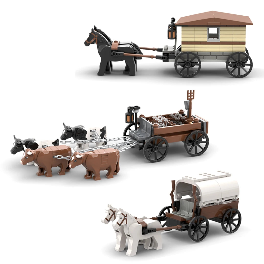 Jiu Feng Yan mittelalterliche Kutschenmodell Viehkarren Bausteine-Set