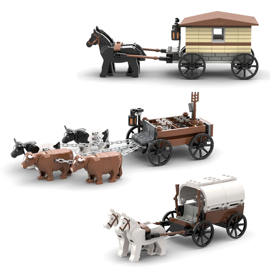 Jiu Feng Yan mittelalterliche Kutschenmodell Viehkarren Bausteine-Set