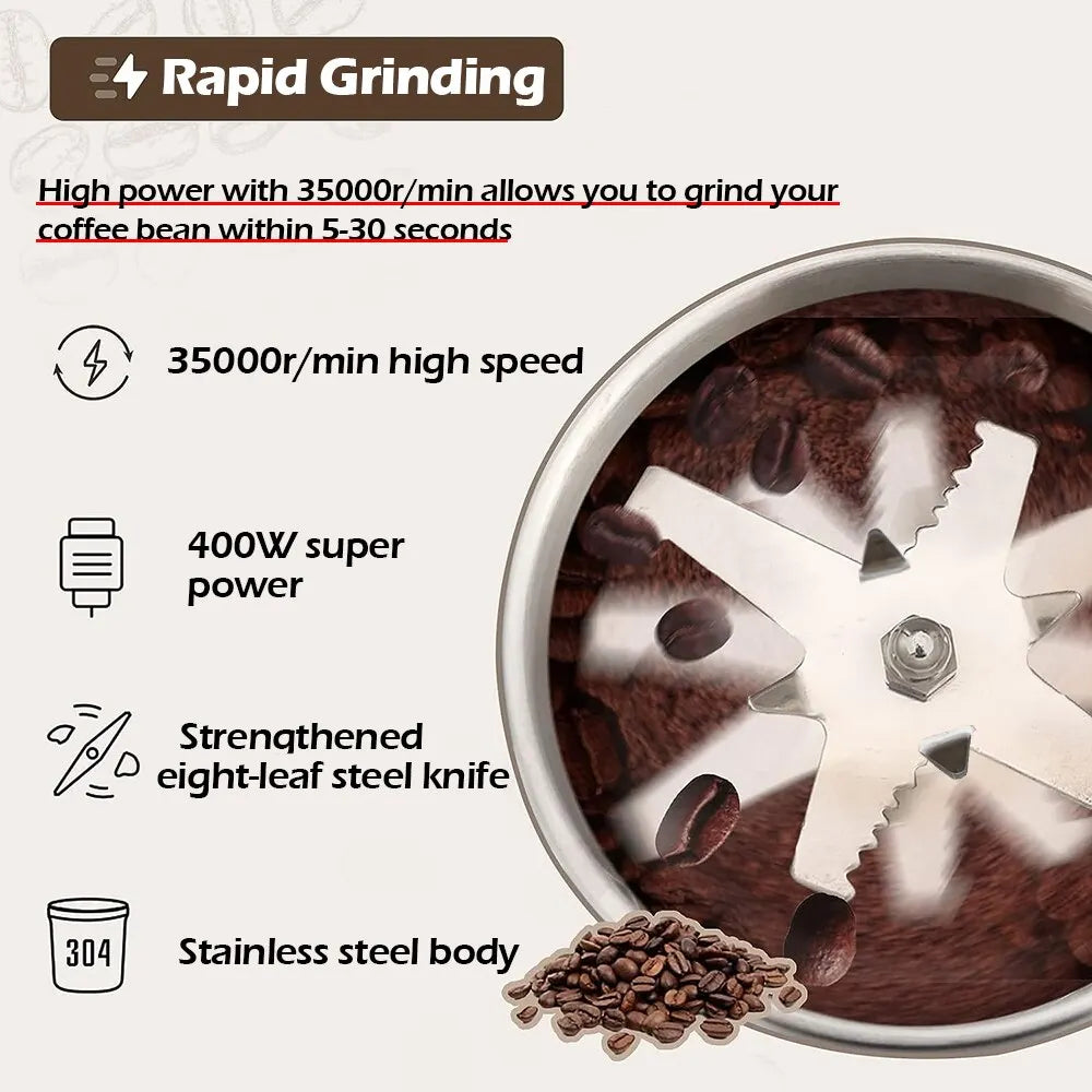 elektrische Hochleistungs- Kaffeemühle Müsli Nüsse Bohnen Gewürze Körner Mühle