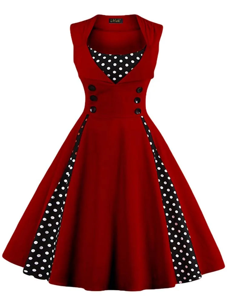 Damen Retro Vintage Kleid 50er 60er Rockabilly