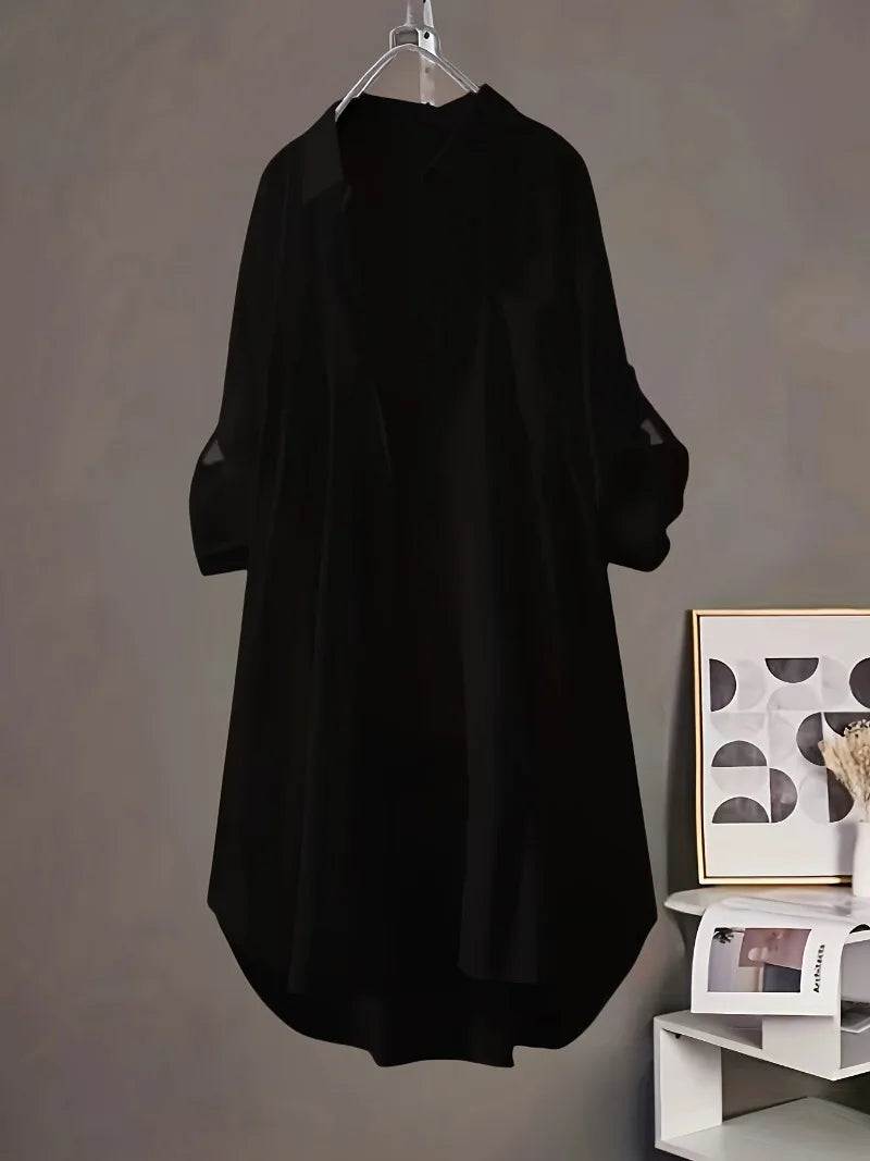 Damen Hemd Frühling Sommer koreanische Mode MIDI SHIRT LANG