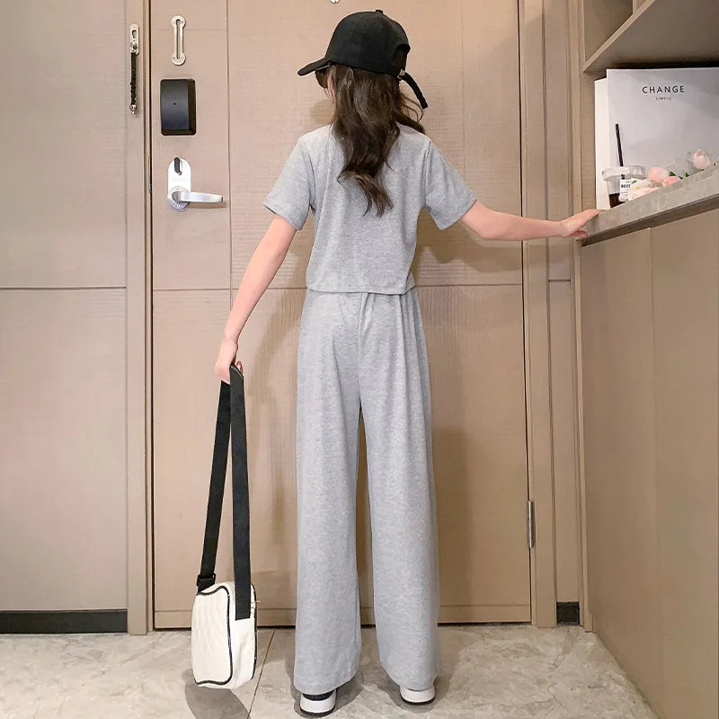 2024 New Sommer Outfit Mädchen Top+Hose 5-14 Jahre