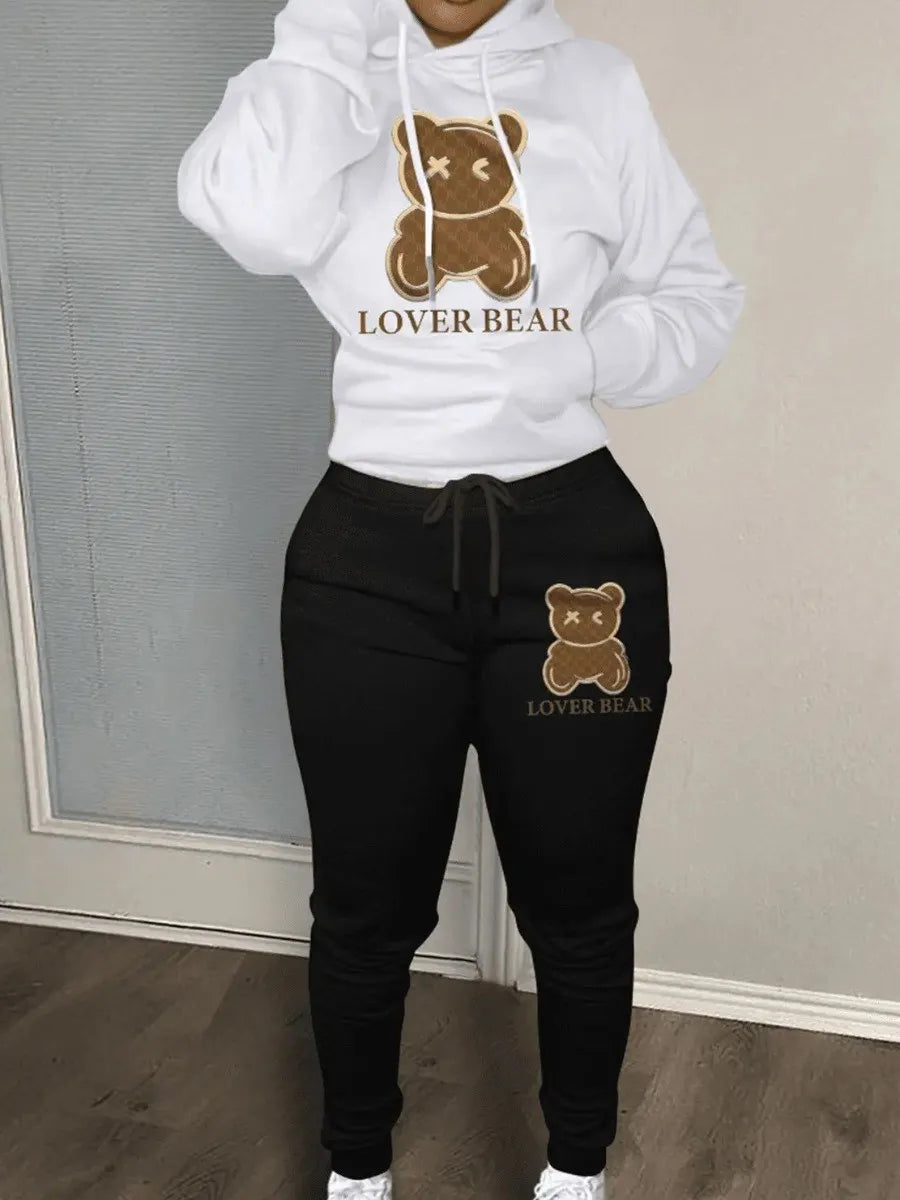 Locker sitzendes modisches Kapuzenpullover-Set für Damen