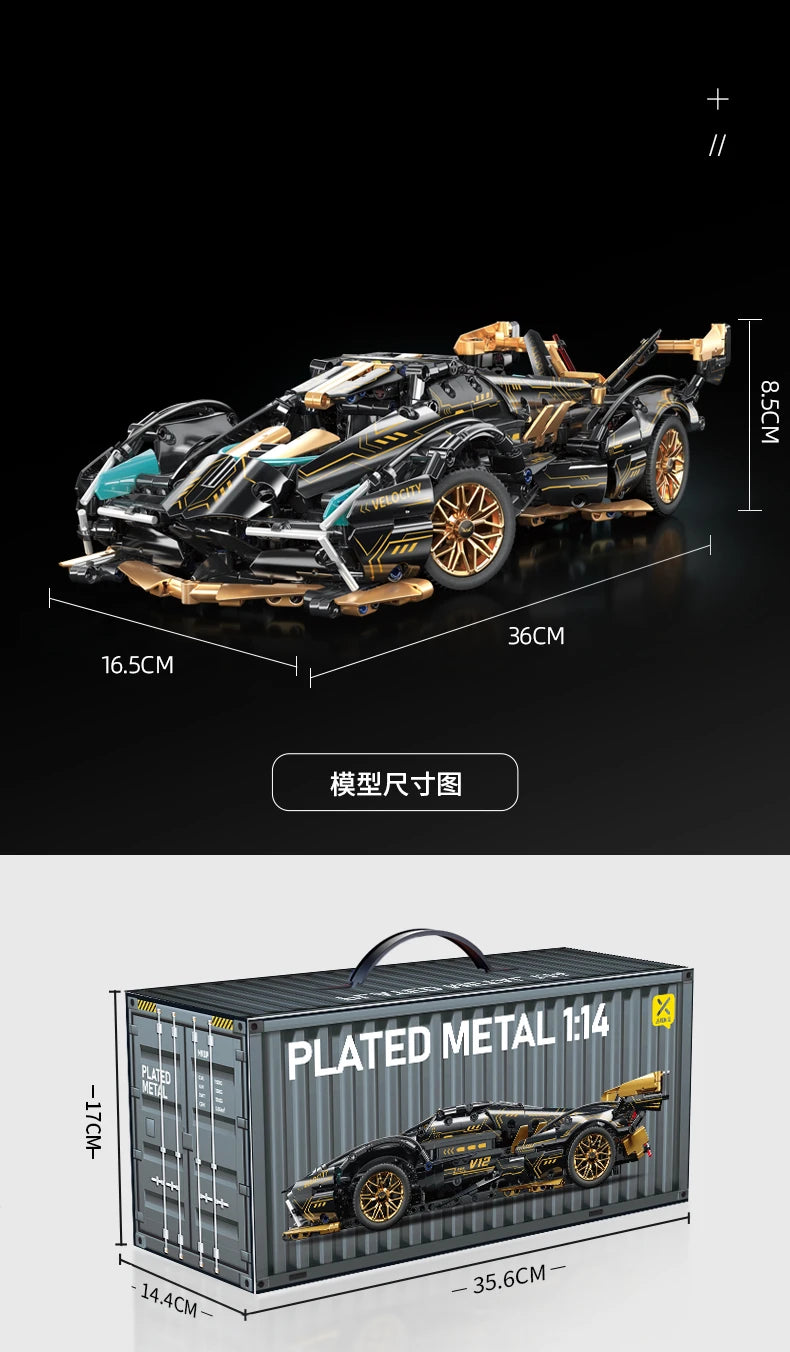 Schwarzer v12 Roadster rc tech racer 1: 14 (Bausteine Set)