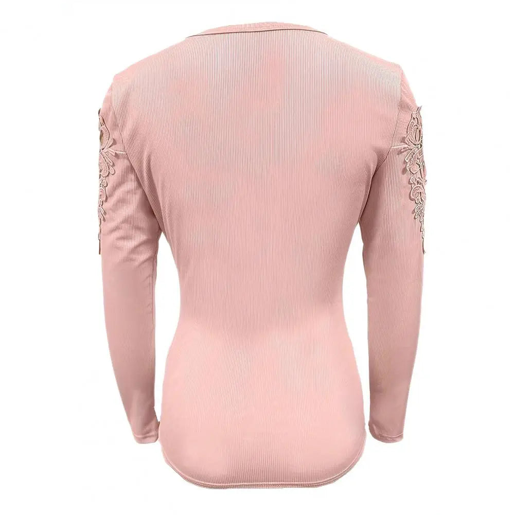 Sannwood Top Bluse elegante Spitze Patchwork