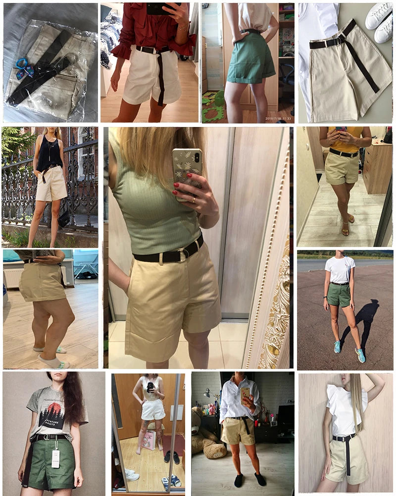 Jielur Shorts mit Gürtel kurze Hose