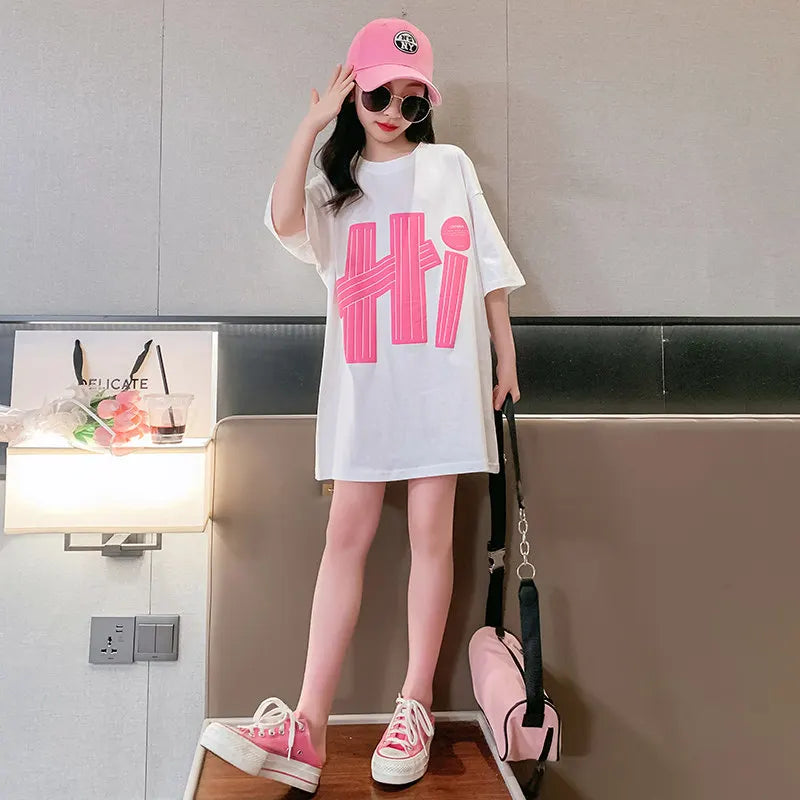 Mädchen langes Shirt / Bluse / Mini Kleid Sport