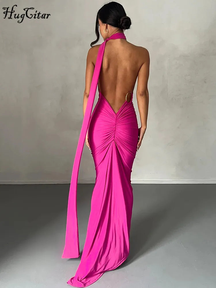 Hugcitar One Shoulder elegantes rückenfreies Kleid