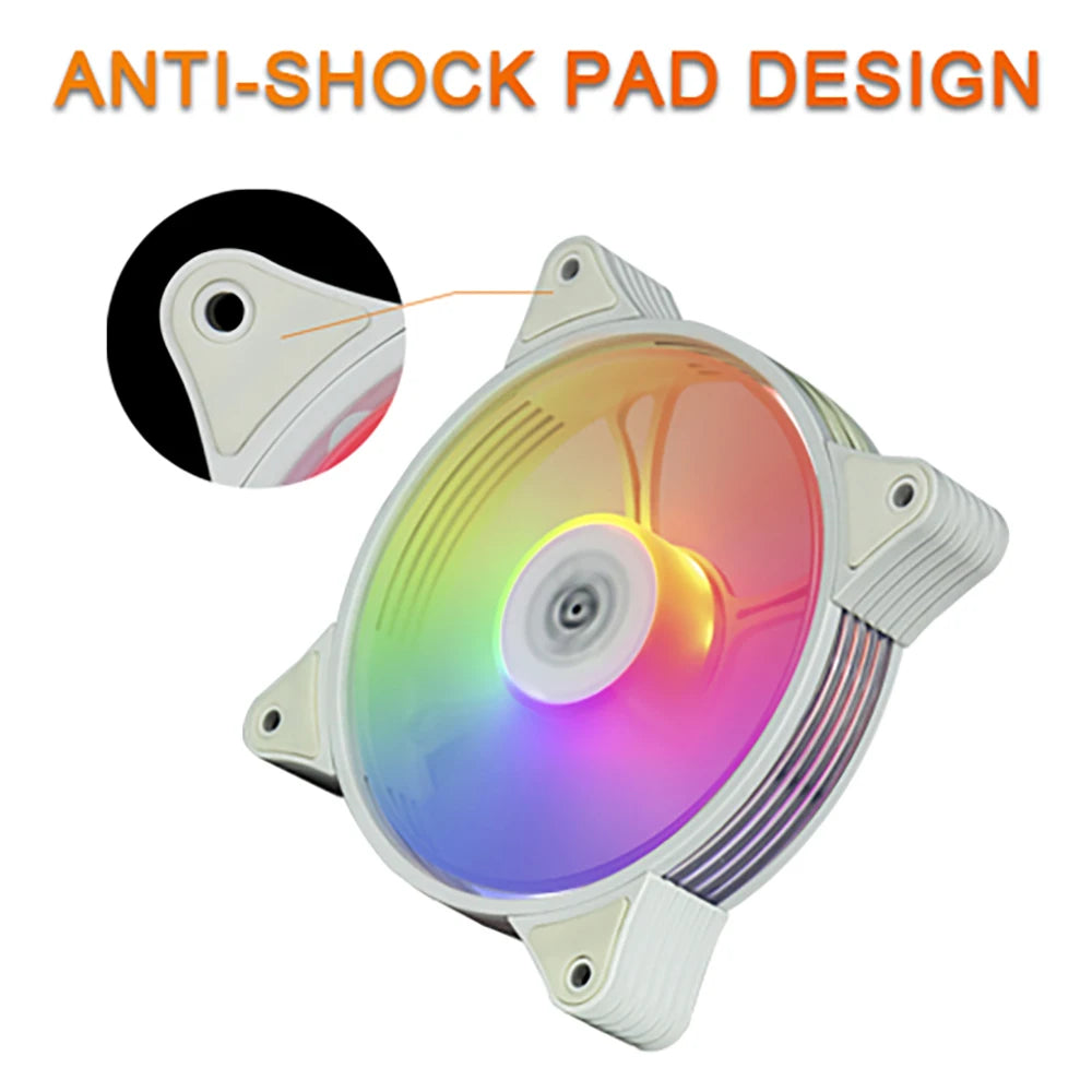 Aigo AR12 Weiß 120mm PC Computer Gehäuse Lüfter Kühlung Kühler RGB Led
