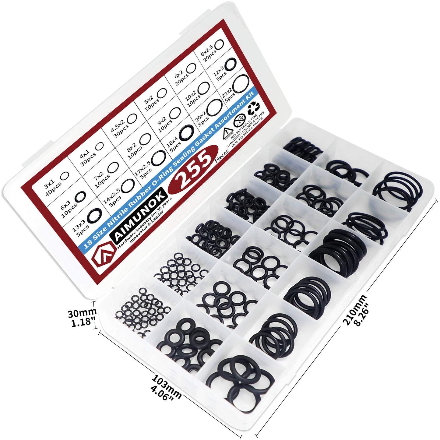 255-teiliges Gummi-O-Ring-Set, Dichtungs-Sortiment-Set