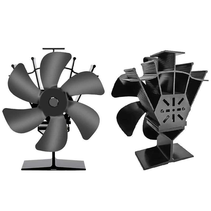Wärme betriebener Herd Ventilator eco leise schwarz 6 Flügel Kaminventilator