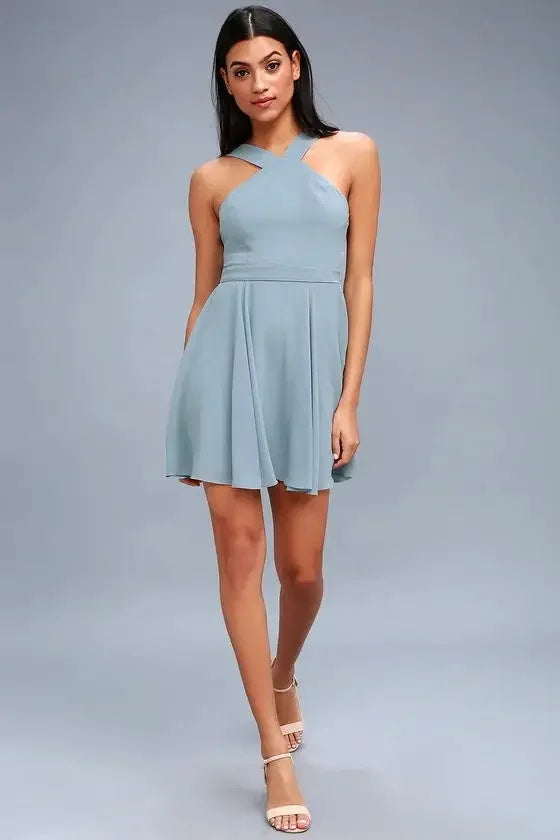 Ärmelloses Rückenfreies Sexy Club Mini Kleid 2024