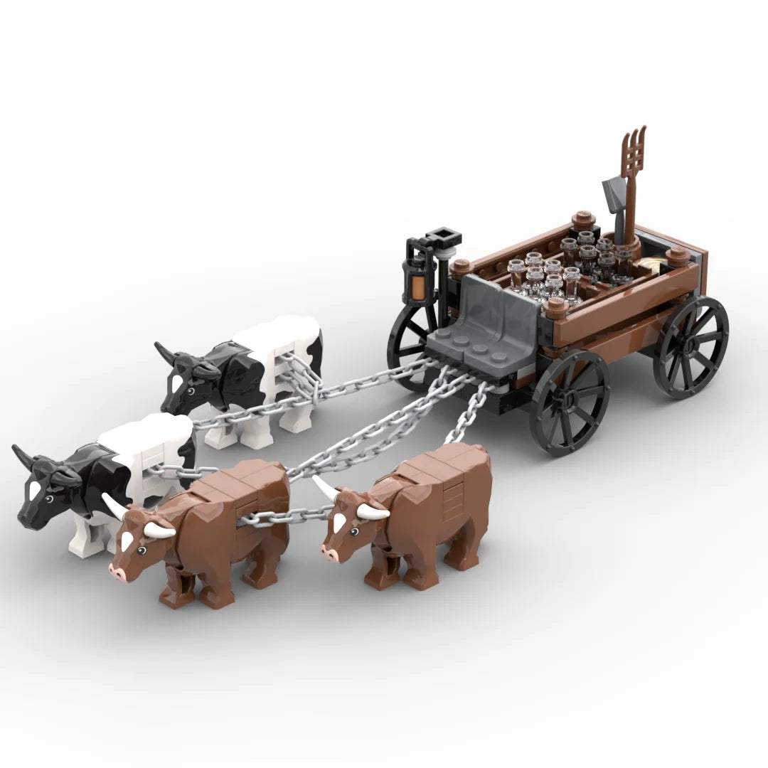 Jiu Feng Yan mittelalterliche Kutschenmodell Viehkarren Bausteine-Set
