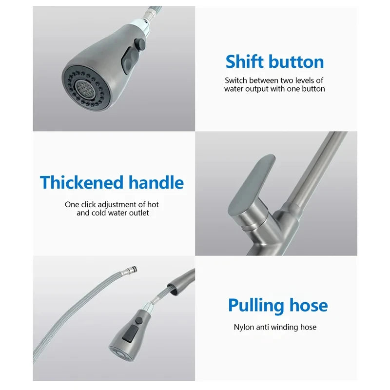 Küchenarmatur Wasserhahn gebürstetes Nickel mit Brause