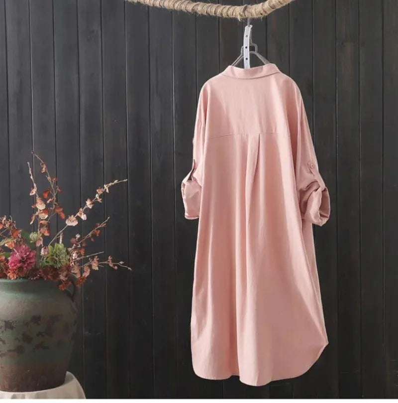 Damen Hemd Frühling Sommer koreanische Mode MIDI SHIRT LANG