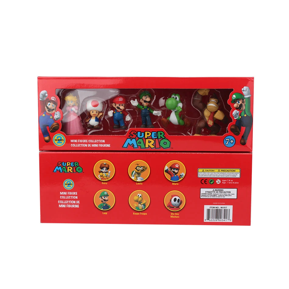 6 Teile/Satz 4-7cm Super Mario Bros PVC Actionfiguren Spielzeug Modell Set Luigi Yoshi Donkey Kong Pilz