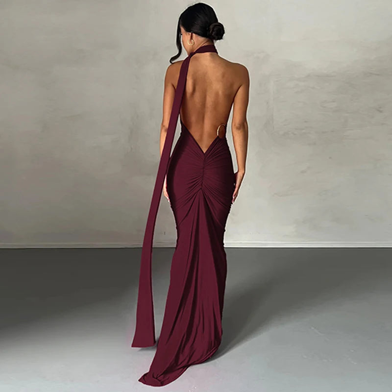 Hugcitar One Shoulder elegantes rückenfreies Kleid