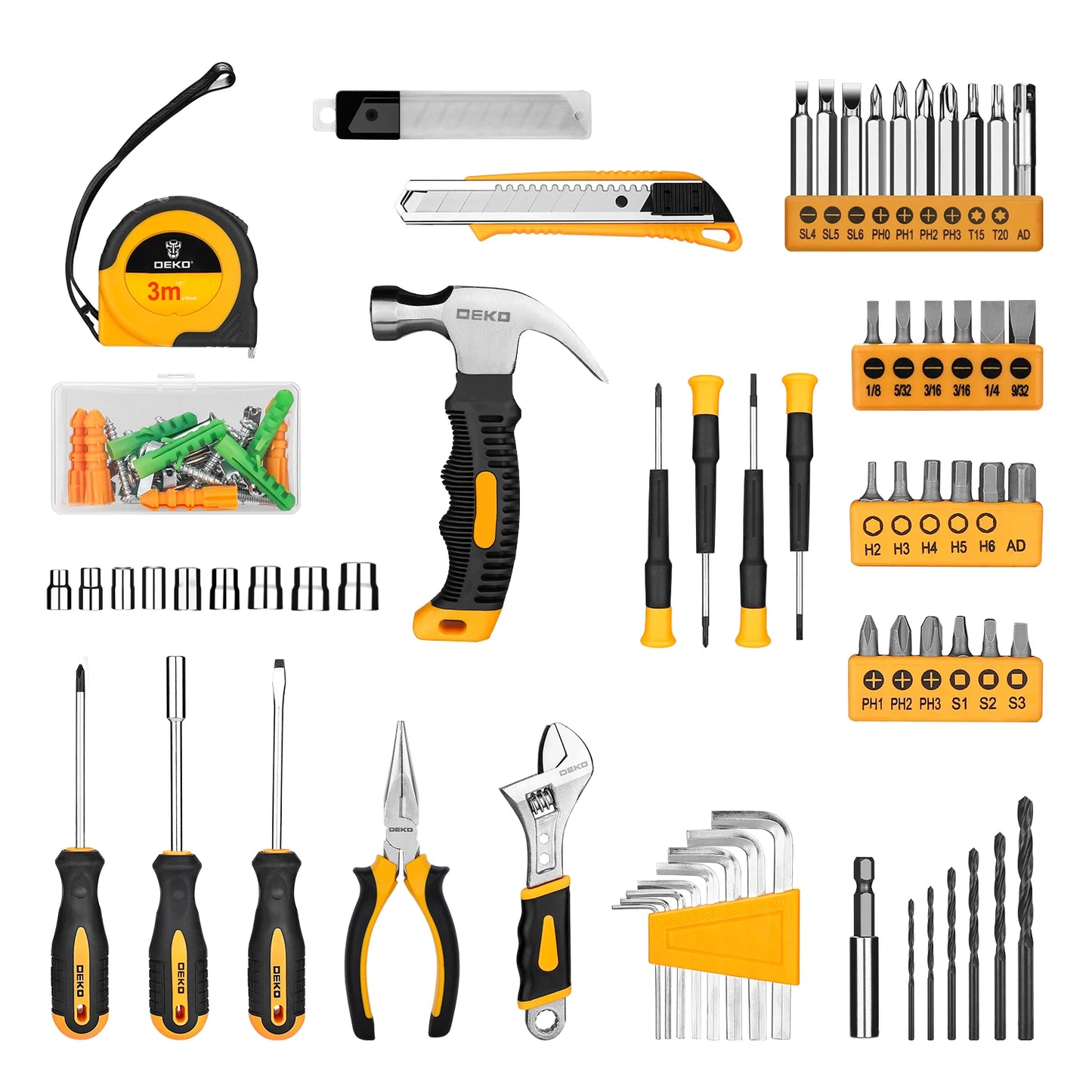 Deko 126 teiliges Elektrowerkzeug-Kombi-Kits mit 8-V-Akku-Schrauber