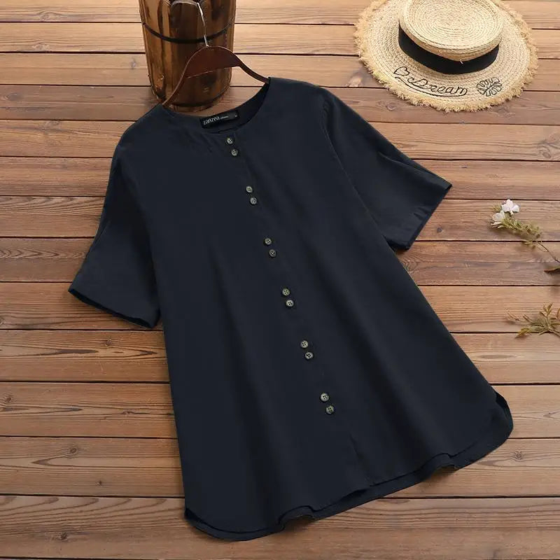 Zanzea Sommer lässige Damen Tunika Top Hemd Baumwolle