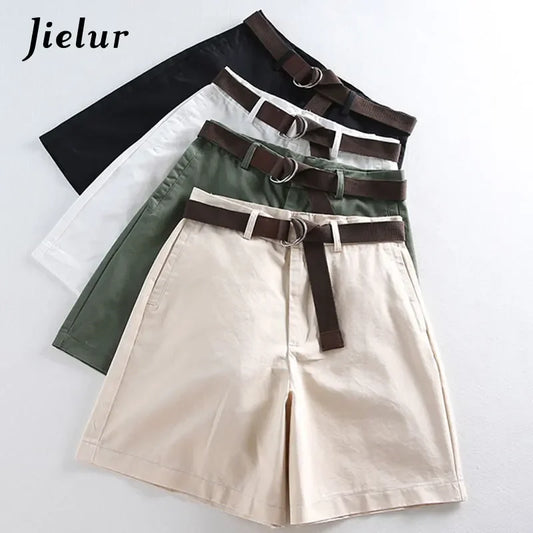 Jielur Shorts mit Gürtel kurze Hose